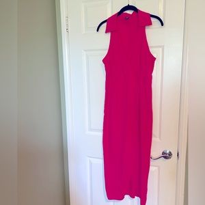 Midi pink collared dress